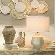 concrete table lamp and vases
