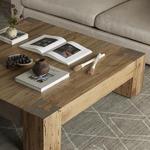oak parsons coffee table with tabletop decor